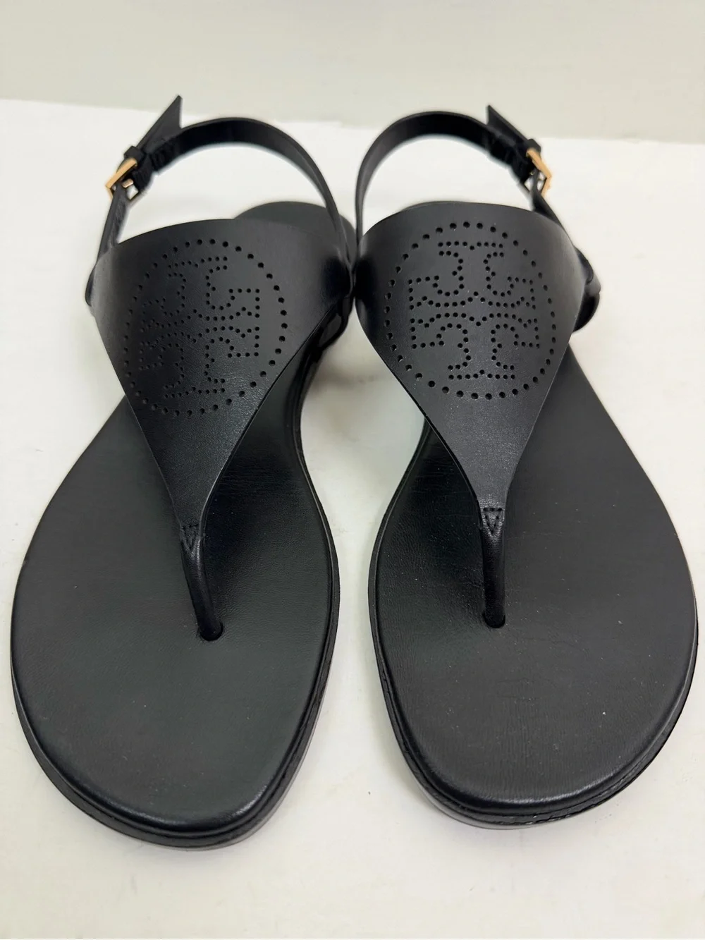 Tory Burch Capri Perf Leather Sandal in Perfect Black Size 7.5